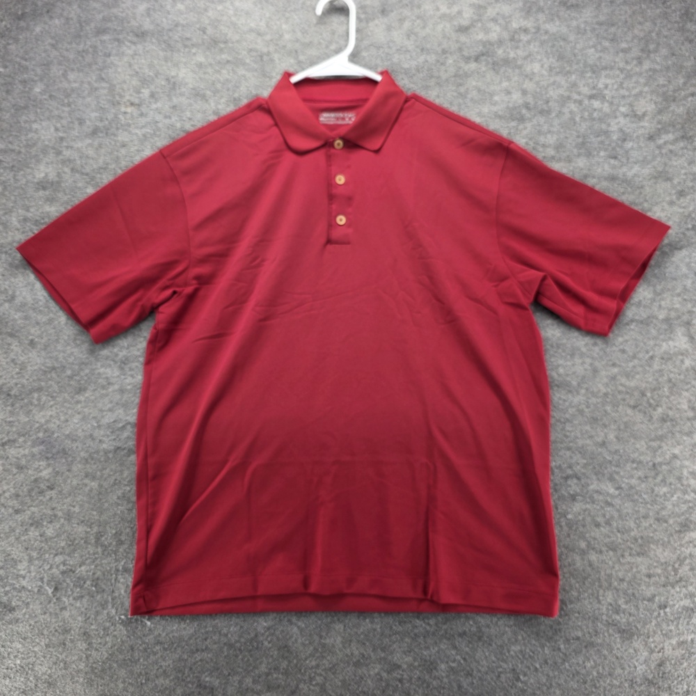 Nike Golf Polo Shirt Mens L Red 100% Polyester Fit Dry Moisture Wicking Tagless